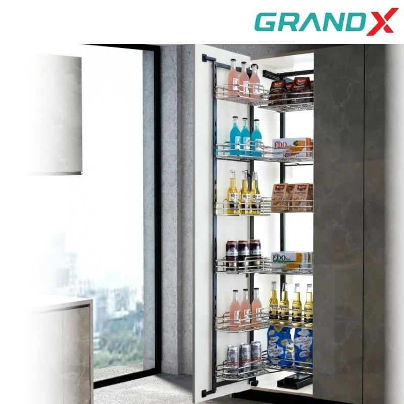 Tủ đồ khô 6 tầng 450mm Inox 304 nan Oval GrandX XPR.450M cánh mở
