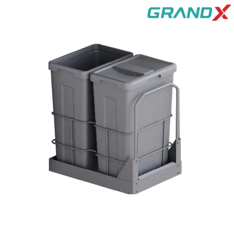 Thùng rác đôi cánh kéo âm tủ 400mm GrandX XW.D40M